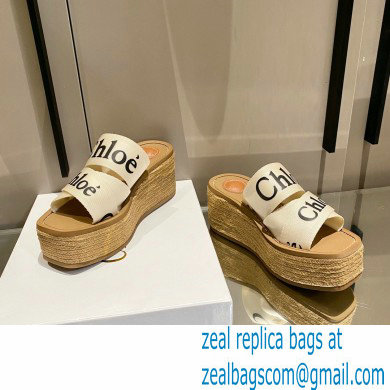 Chloe Woody Wedge Mule in Canvas White 2021