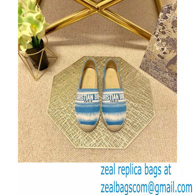 Dior Granville Espadrilles In D-Stripes Embroidered Cotton Blue 2021 - Click Image to Close