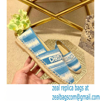 Dior Granville Espadrilles In D-Stripes Embroidered Cotton Blue 2021 - Click Image to Close