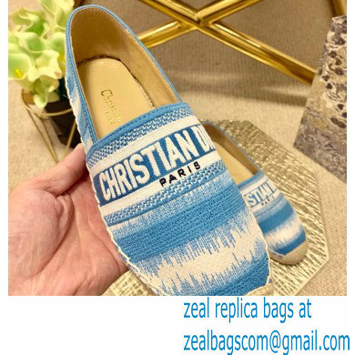 Dior Granville Espadrilles In D-Stripes Embroidered Cotton Blue 2021 - Click Image to Close