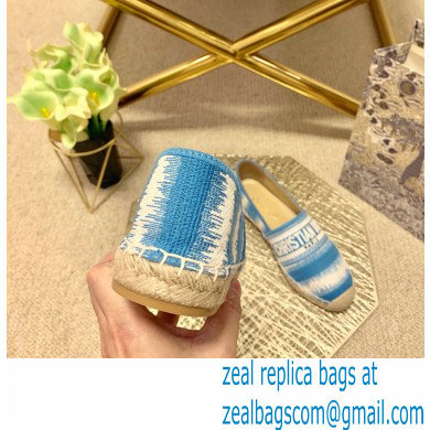 Dior Granville Espadrilles In D-Stripes Embroidered Cotton Blue 2021