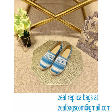 Dior Granville Espadrilles In D-Stripes Embroidered Cotton Blue 2021 - Click Image to Close