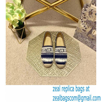 Dior Granville Espadrilles In D-Stripes Embroidered Cotton Deep Blue 2021 - Click Image to Close