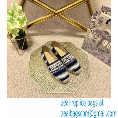 Dior Granville Espadrilles In D-Stripes Embroidered Cotton Deep Blue 2021 - Click Image to Close