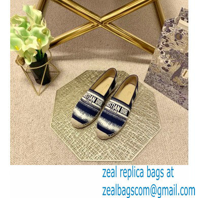 Dior Granville Espadrilles In D-Stripes Embroidered Cotton Deep Blue 2021