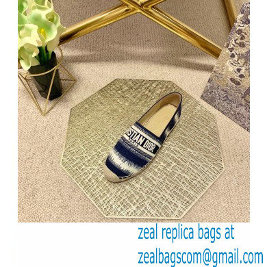 Dior Granville Espadrilles In D-Stripes Embroidered Cotton Deep Blue 2021 - Click Image to Close