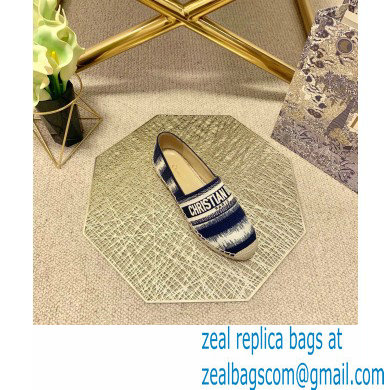 Dior Granville Espadrilles In D-Stripes Embroidered Cotton Deep Blue 2021 - Click Image to Close