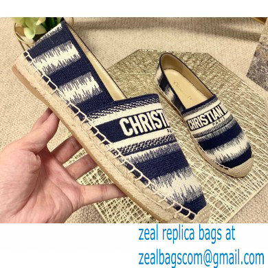 Dior Granville Espadrilles In D-Stripes Embroidered Cotton Deep Blue 2021