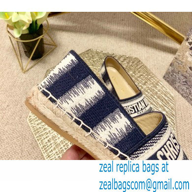 Dior Granville Espadrilles In D-Stripes Embroidered Cotton Deep Blue 2021 - Click Image to Close