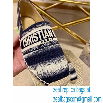 Dior Granville Espadrilles In D-Stripes Embroidered Cotton Deep Blue 2021 - Click Image to Close