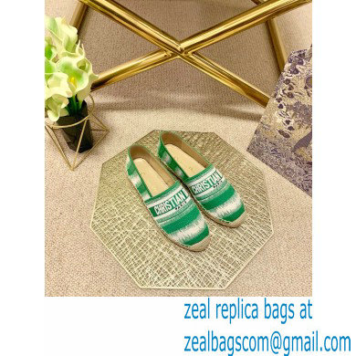 Dior Granville Espadrilles In D-Stripes Embroidered Cotton Green 2021 - Click Image to Close