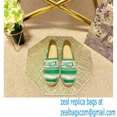 Dior Granville Espadrilles In D-Stripes Embroidered Cotton Green 2021