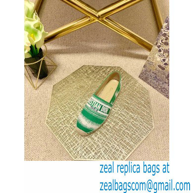 Dior Granville Espadrilles In D-Stripes Embroidered Cotton Green 2021 - Click Image to Close