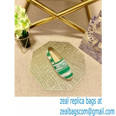 Dior Granville Espadrilles In D-Stripes Embroidered Cotton Green 2021 - Click Image to Close