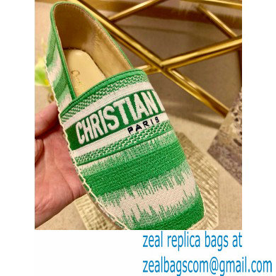 Dior Granville Espadrilles In D-Stripes Embroidered Cotton Green 2021 - Click Image to Close