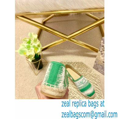 Dior Granville Espadrilles In D-Stripes Embroidered Cotton Green 2021 - Click Image to Close