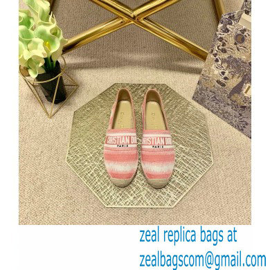 Dior Granville Espadrilles In D-Stripes Embroidered Cotton Pink 2021