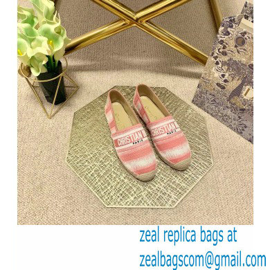 Dior Granville Espadrilles In D-Stripes Embroidered Cotton Pink 2021 - Click Image to Close