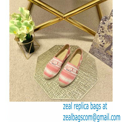 Dior Granville Espadrilles In D-Stripes Embroidered Cotton Pink 2021 - Click Image to Close