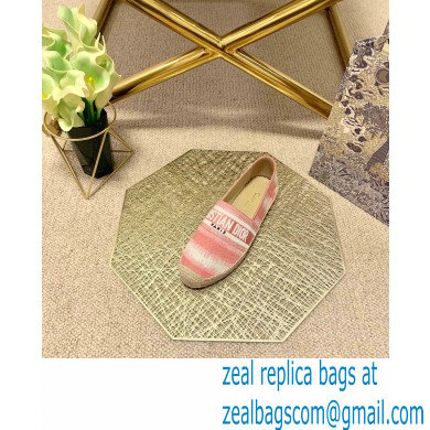 Dior Granville Espadrilles In D-Stripes Embroidered Cotton Pink 2021 - Click Image to Close
