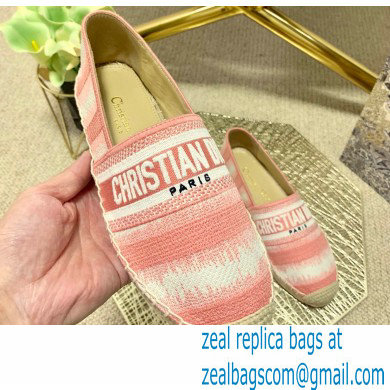 Dior Granville Espadrilles In D-Stripes Embroidered Cotton Pink 2021 - Click Image to Close