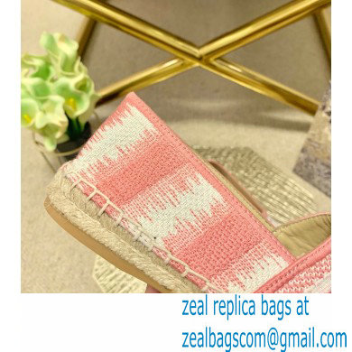 Dior Granville Espadrilles In D-Stripes Embroidered Cotton Pink 2021 - Click Image to Close