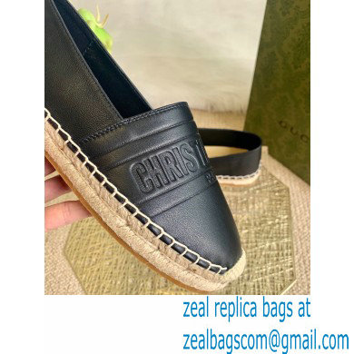 Dior Granville Espadrilles In Embossed Lambskin Black 2021 - Click Image to Close