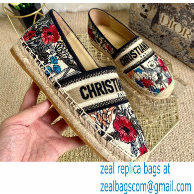 Dior Granville Espadrilles In Multicolor Mille Fleurs Embroidered Cotton 2021 - Click Image to Close