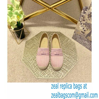 Dior Granville Espadrilles In Stripes Embroidered Cotton Pink 2021 - Click Image to Close