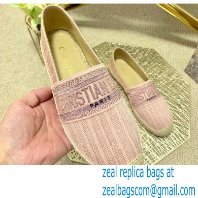 Dior Granville Espadrilles In Stripes Embroidered Cotton Pink 2021