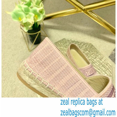 Dior Granville Espadrilles In Stripes Embroidered Cotton Pink 2021 - Click Image to Close