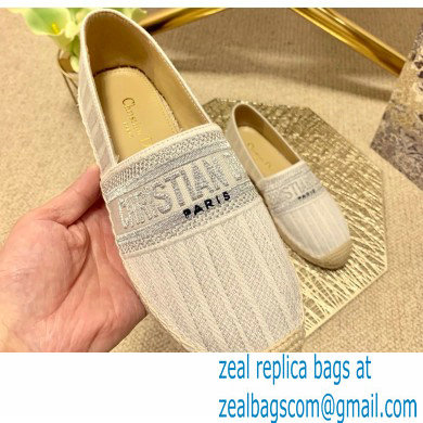 Dior Granville Espadrilles In Stripes Embroidered Cotton White 2021 - Click Image to Close