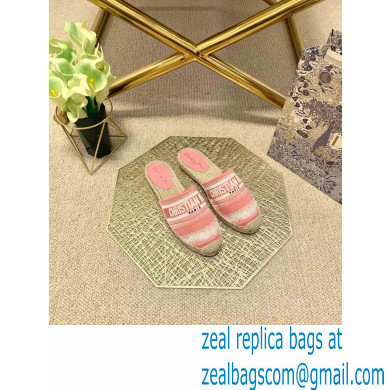Dior Granville Espadrilles Mules In D-Stripes Embroidered Cotton Pink 2021