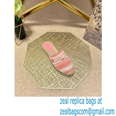 Dior Granville Espadrilles Mules In D-Stripes Embroidered Cotton Pink 2021 - Click Image to Close