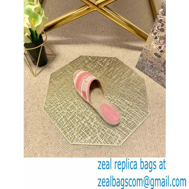Dior Granville Espadrilles Mules In D-Stripes Embroidered Cotton Pink 2021 - Click Image to Close