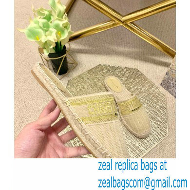 Dior Granville Espadrilles Mules In Stripes Embroidered Cotton Beige 2021