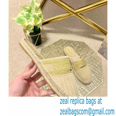 Dior Granville Espadrilles Mules In Stripes Embroidered Cotton Beige 2021 - Click Image to Close