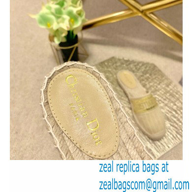 Dior Granville Espadrilles Mules In Stripes Embroidered Cotton Beige 2021