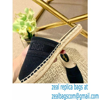 Dior Granville Espadrilles Mules In Stripes Embroidered Cotton Black 2021 - Click Image to Close