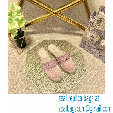 Dior Granville Espadrilles Mules In Stripes Embroidered Cotton Pink 2021 - Click Image to Close