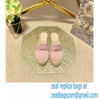 Dior Granville Espadrilles Mules In Stripes Embroidered Cotton Pink 2021 - Click Image to Close