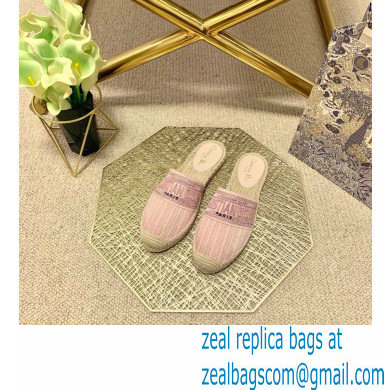 Dior Granville Espadrilles Mules In Stripes Embroidered Cotton Pink 2021 - Click Image to Close