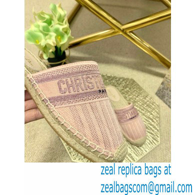 Dior Granville Espadrilles Mules In Stripes Embroidered Cotton Pink 2021