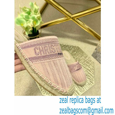 Dior Granville Espadrilles Mules In Stripes Embroidered Cotton Pink 2021 - Click Image to Close