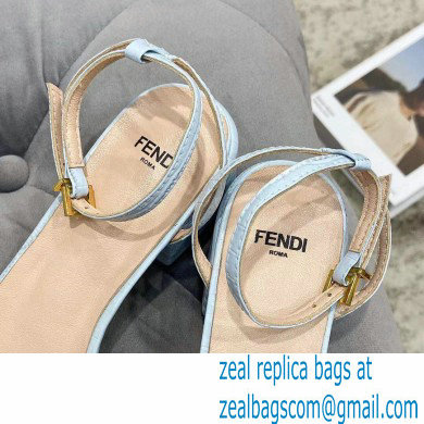 Fendi Crocodile-embossed Leather Promenade Sandals Light Blue with FF Baguette Buckle 2021 - Click Image to Close