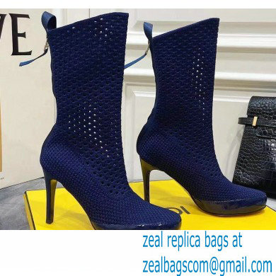 Fendi Elasticated Lace Promenade Ankle Boots Blue 2021 - Click Image to Close