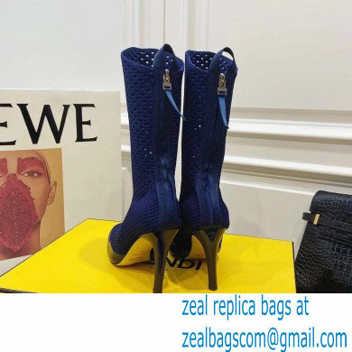 Fendi Elasticated Lace Promenade Ankle Boots Blue 2021