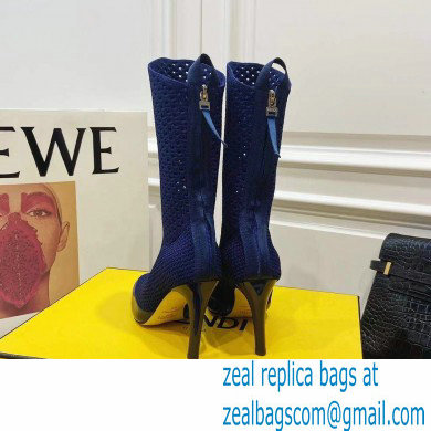 Fendi Elasticated Lace Promenade Ankle Boots Blue 2021 - Click Image to Close