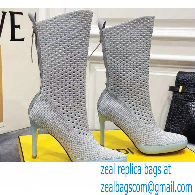 Fendi Elasticated Lace Promenade Ankle Boots Light Gray 2021 - Click Image to Close