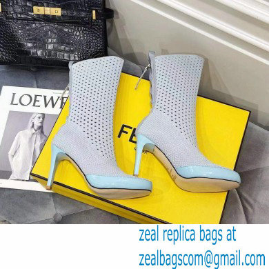 Fendi Elasticated Lace Promenade Ankle Boots Light Gray 2021